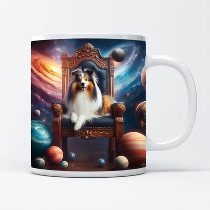 Shetland Sheepdog Sitting on Throne Space