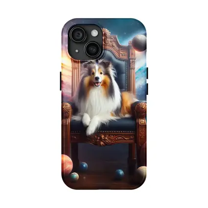 Shetland Sheepdog Sitting on Throne Space