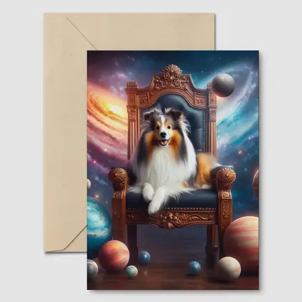 Shetland Sheepdog Sitting on Throne Space