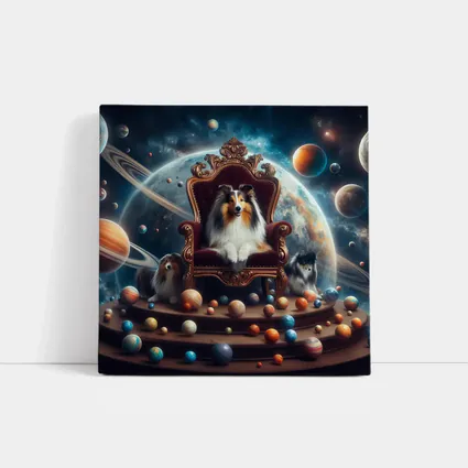 Shetland Sheepdog King Throne Space Planets