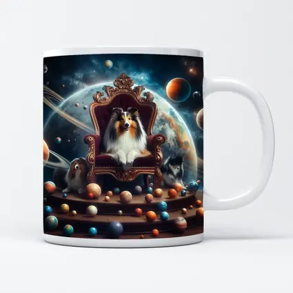 Shetland Sheepdog King Throne Space Planets