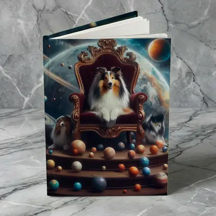 Shetland Sheepdog King Throne Space Planets