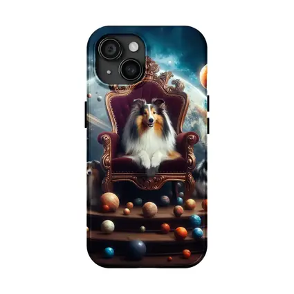Shetland Sheepdog King Throne Space Planets