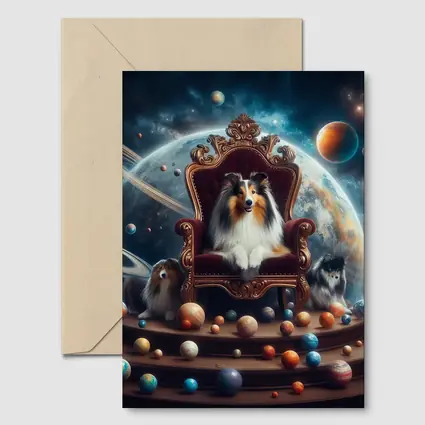 Shetland Sheepdog King Throne Space Planets