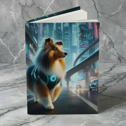 Shetland Sheepdog Cyberpunk Neon City Street