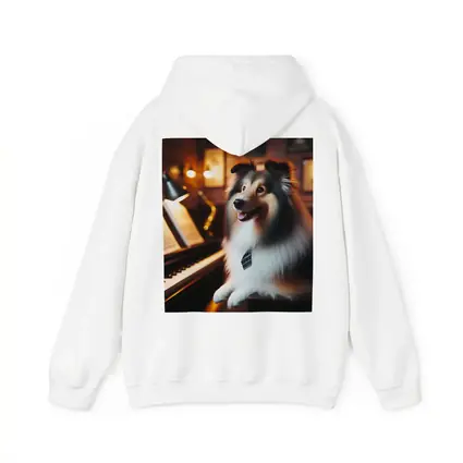 Shetland Sheepdog Playing Piano Cozy Room