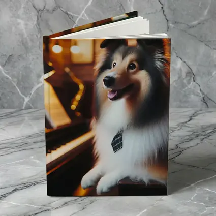 Shetland Sheepdog Playing Piano Cozy Room