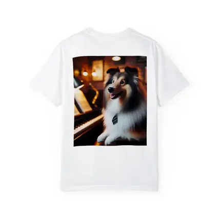 Shetland Sheepdog Playing Piano Cozy Room