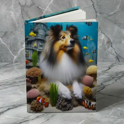 Shetland Sheepdog Underwater Ocean Coral Scene