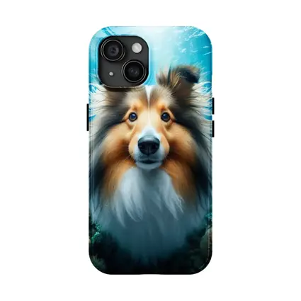 Shetland Sheepdog Underwater Coral Reef Scene