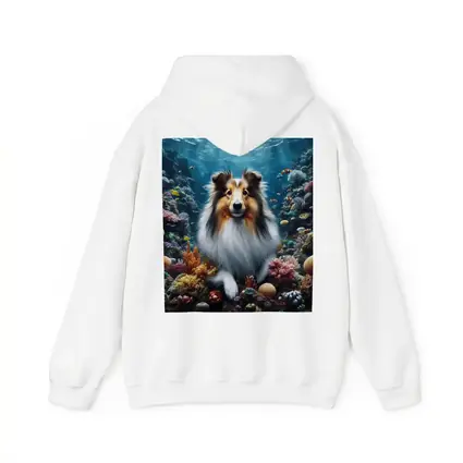 Rough Collie Dog Underwater Coral Reef Scene