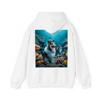 Shetland Sheepdog Diving Underwater Coral Reef