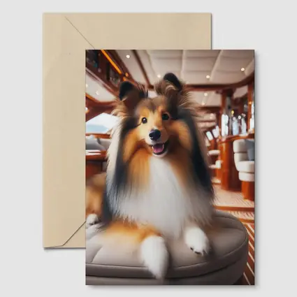 Shetland Sheepdog Relaxing Inside Luxury Yacht