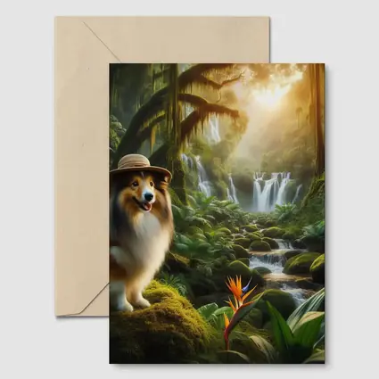 Shetland Sheepdog Explorer Jungle Waterfall Adventure