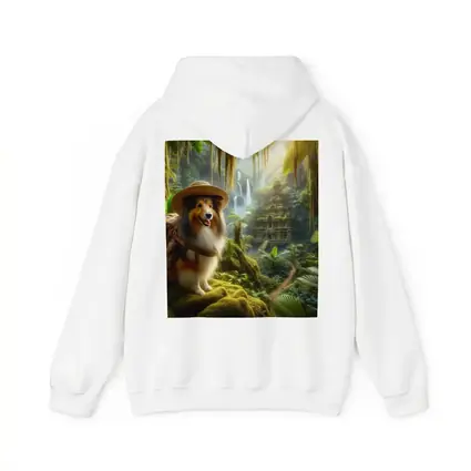 Collie Explorer Wearing Hat Jungle Ruins