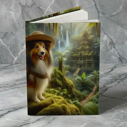 Collie Explorer Wearing Hat Jungle Ruins