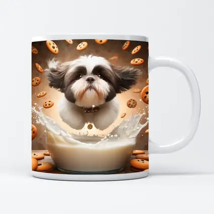 Shih Tzu Puppy Milk Splash Cookies Background