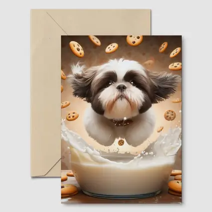 Shih Tzu Puppy Milk Splash Cookies Background
