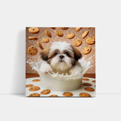 Shih Tzu Puppy Milk Splash Cookies Background