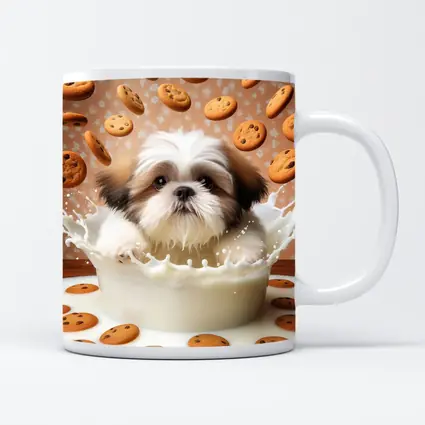 Shih Tzu Puppy Milk Splash Cookies Background