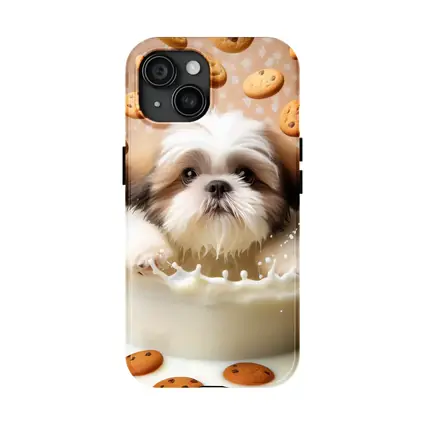 Shih Tzu Puppy Milk Splash Cookies Background