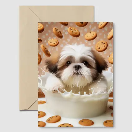 Shih Tzu Puppy Milk Splash Cookies Background