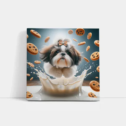 Shih Tzu Dog Milk Splash Flying Cookies