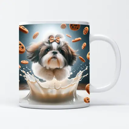 Shih Tzu Dog Milk Splash Flying Cookies