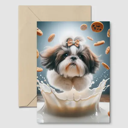 Shih Tzu Dog Milk Splash Flying Cookies