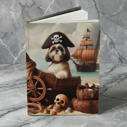 Shih Tzu Pirate Dog on Tropical Beach