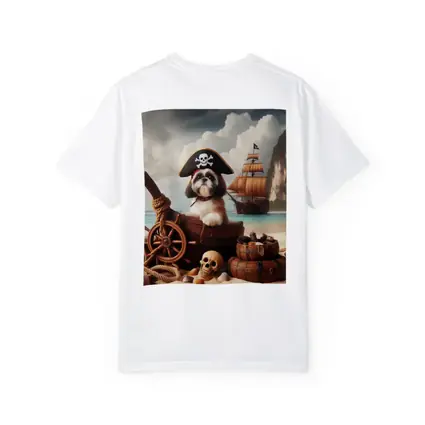 Shih Tzu Pirate Dog on Tropical Beach