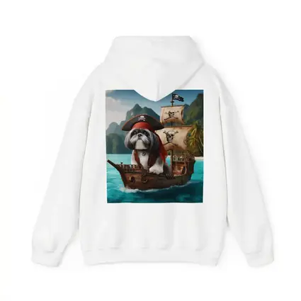 Shih Tzu Pirate Captain on Wooden Ship