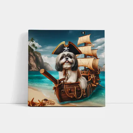 Shih Tzu Pirate Dog on Sailing Ship