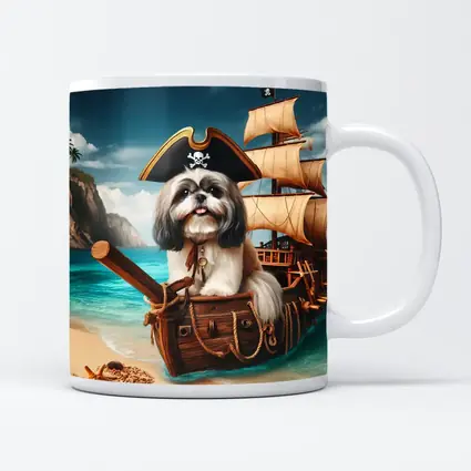 Shih Tzu Pirate Dog on Sailing Ship