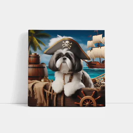 Shih Tzu Pirate Captain Ocean Ship Background