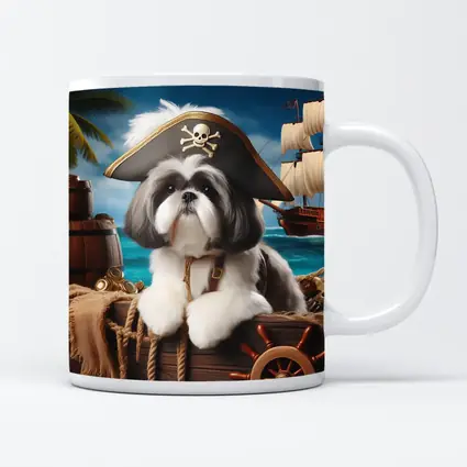 Shih Tzu Pirate Captain Ocean Ship Background