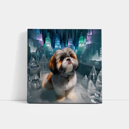 Shih Tzu Dog In Glowing Ice Crystal City