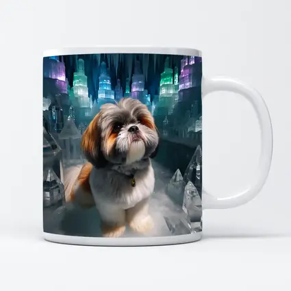 Shih Tzu Dog In Glowing Ice Crystal City