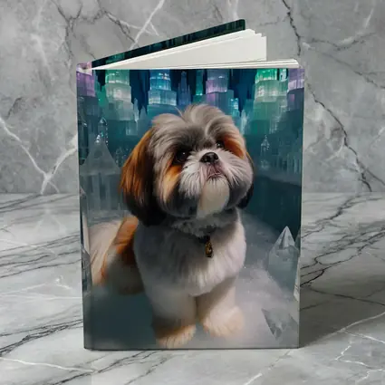 Shih Tzu Dog In Glowing Ice Crystal City