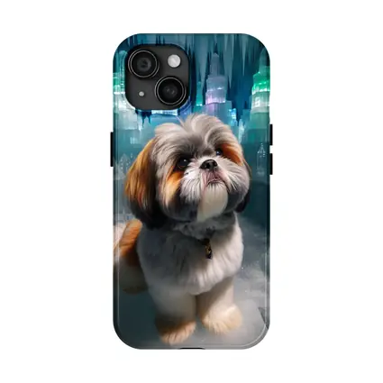 Shih Tzu Dog In Glowing Ice Crystal City