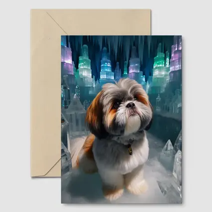 Shih Tzu Dog In Glowing Ice Crystal City