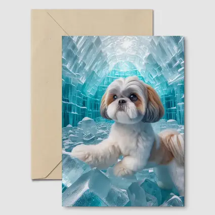 Shih Tzu Dog Inside Glowing Ice Cave