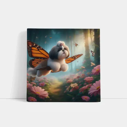 Shih Tzu Dog Butterfly Wings Fantasy Forest