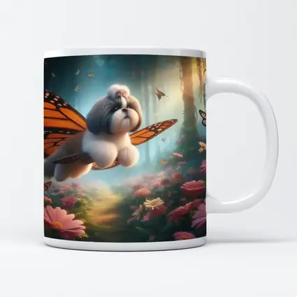 Shih Tzu Dog Butterfly Wings Fantasy Forest
