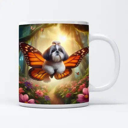 Shih Tzu Dog Butterfly Wings Fantasy Forest