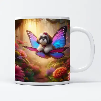 Shih Tzu Butterfly Wings Fantasy Floral Forest