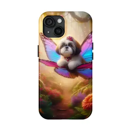 Shih Tzu Butterfly Wings Fantasy Floral Forest