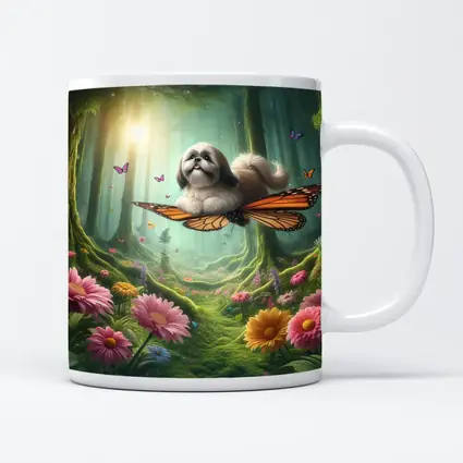 Shih Tzu Dog Flying Butterfly Wings Enchanted Forest