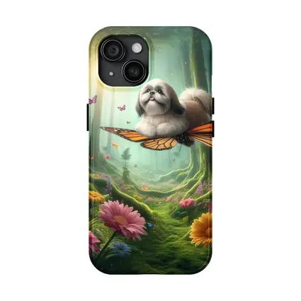 Shih Tzu Dog Flying Butterfly Wings Enchanted Forest
