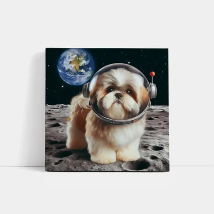 Shih Tzu Astronaut Dog on the Moon